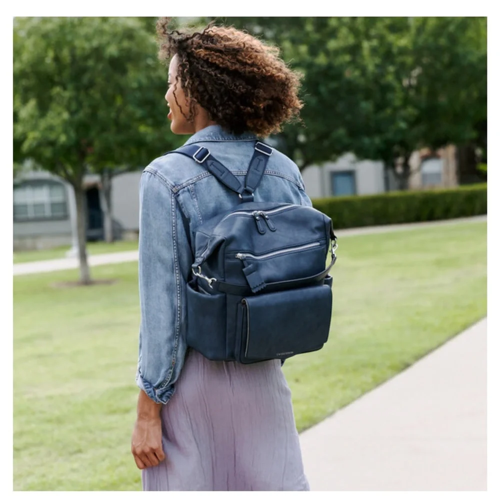 Twelvelittle Navy Women's Baby Bag Backpack Vegan Leather EUC